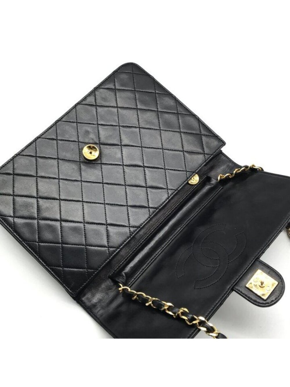 ★SOLD★ Chanel CC Logo Quilted Leather Che Hmm Shoulder Bag LadyBlack - Picture 8 of 10